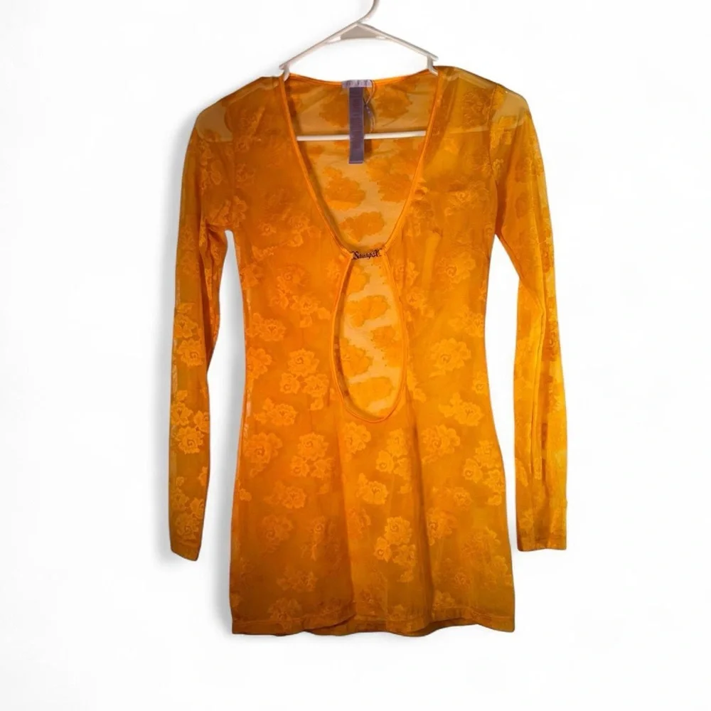 Savage X Fenty Bright Orange Lace Top Dress - Picture 3 of 9